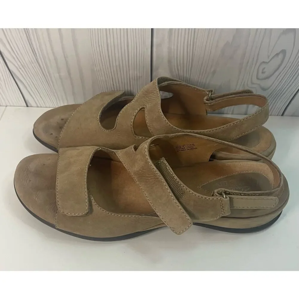 Clarks Artisan Comfort Sandal Saratoga Mushroom/Beige Strapped Sandal Size 10